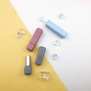Mini square custom lipstick tubes in elegant finishes