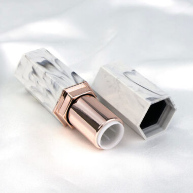 Custom marble print lipstick tube with logo
