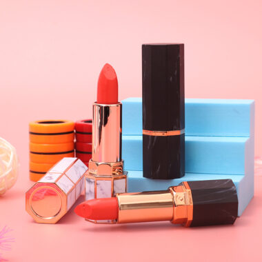 Custom marble print lipstick tube with logo