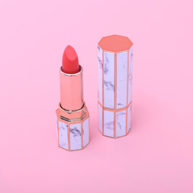 Custom marble print lipstick tube with logo