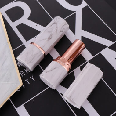 Custom marble print lipstick tube with logo