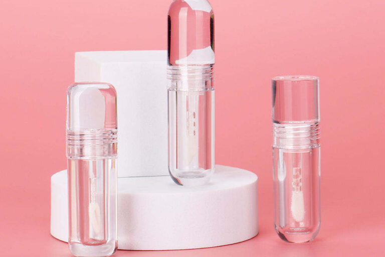 Cute transparent lip gloss tubes with customizable caps and applicators