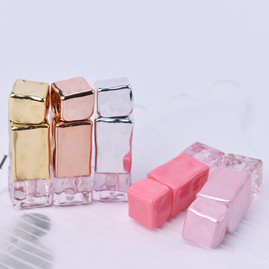 Irregular square lip gloss tubes in modern custom designs