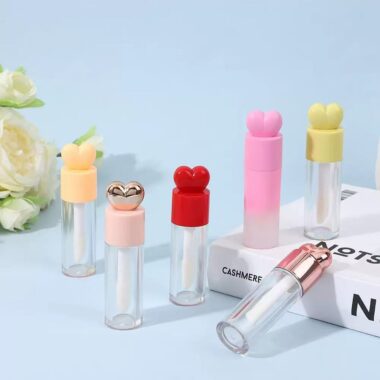 Cute transparent lipgloss tube for cosmetic packaging