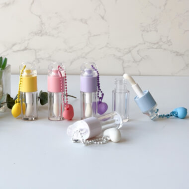 Cute transparent lipgloss tube for cosmetic packaging