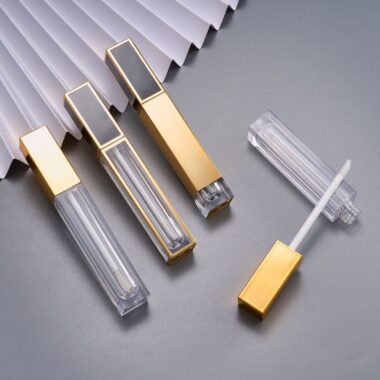 Luxury square transparent plastic lipgloss tube for cosmetics