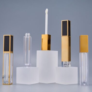 Luxury square transparent plastic lipgloss tube for cosmetics