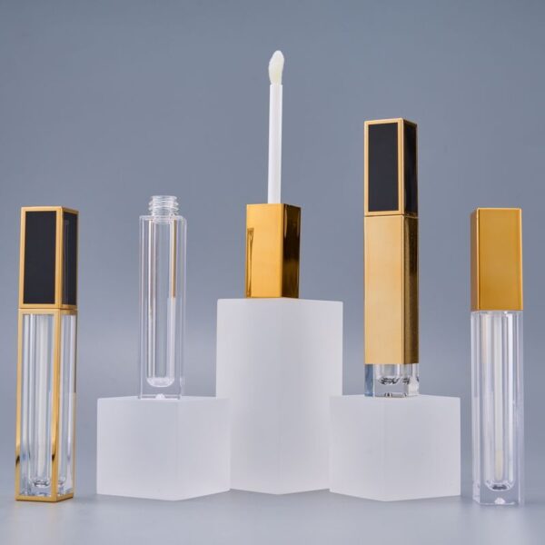 Luxury square transparent plastic lipgloss tube for cosmetics