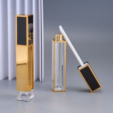 Luxury square transparent plastic lipgloss tube for cosmetics