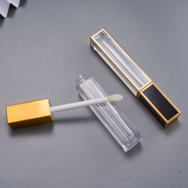 Luxury square transparent plastic lipgloss tube for cosmetics