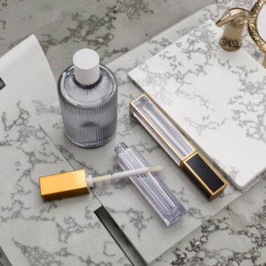 Luxury square transparent plastic lipgloss tube for cosmetics