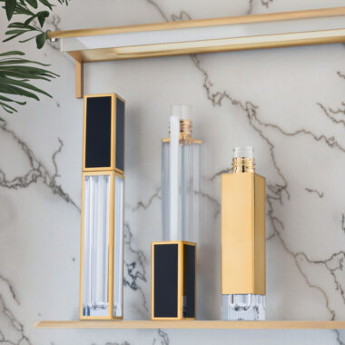 Luxury square transparent plastic lipgloss tube for cosmetics