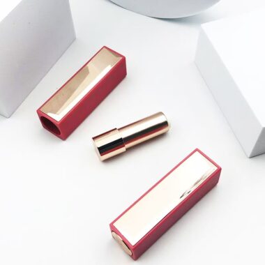 Round lipstick tube with mirror and push button for beauty packaging