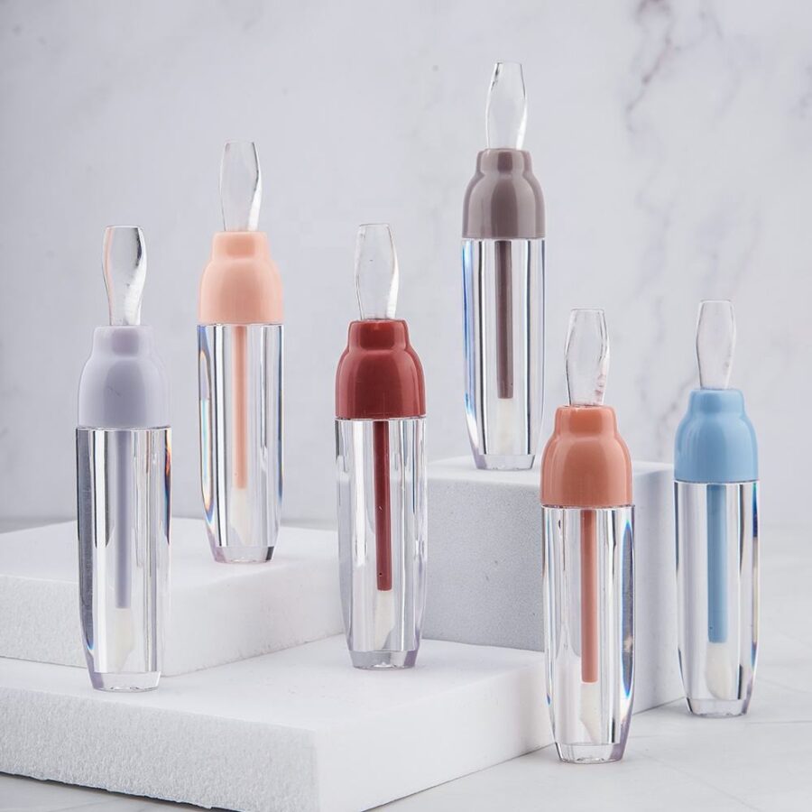 Transparent empty lipgloss tube for cosmetic packaging